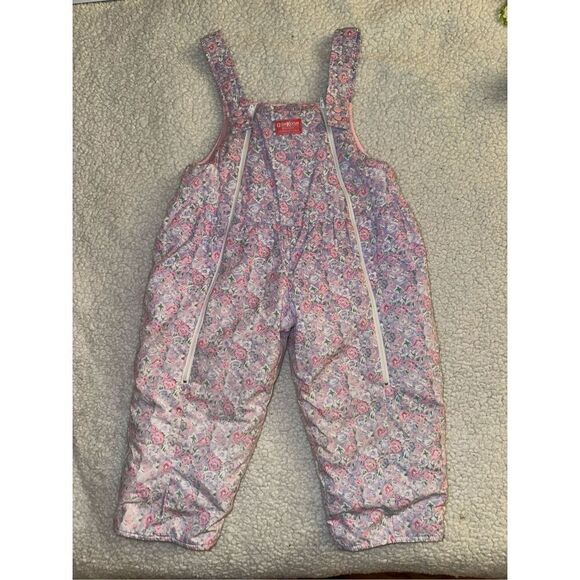 OshKosh B'Gosh Baby Girl's Pink Floral Vintage Snowsuit Size L/ 24 Month Gently